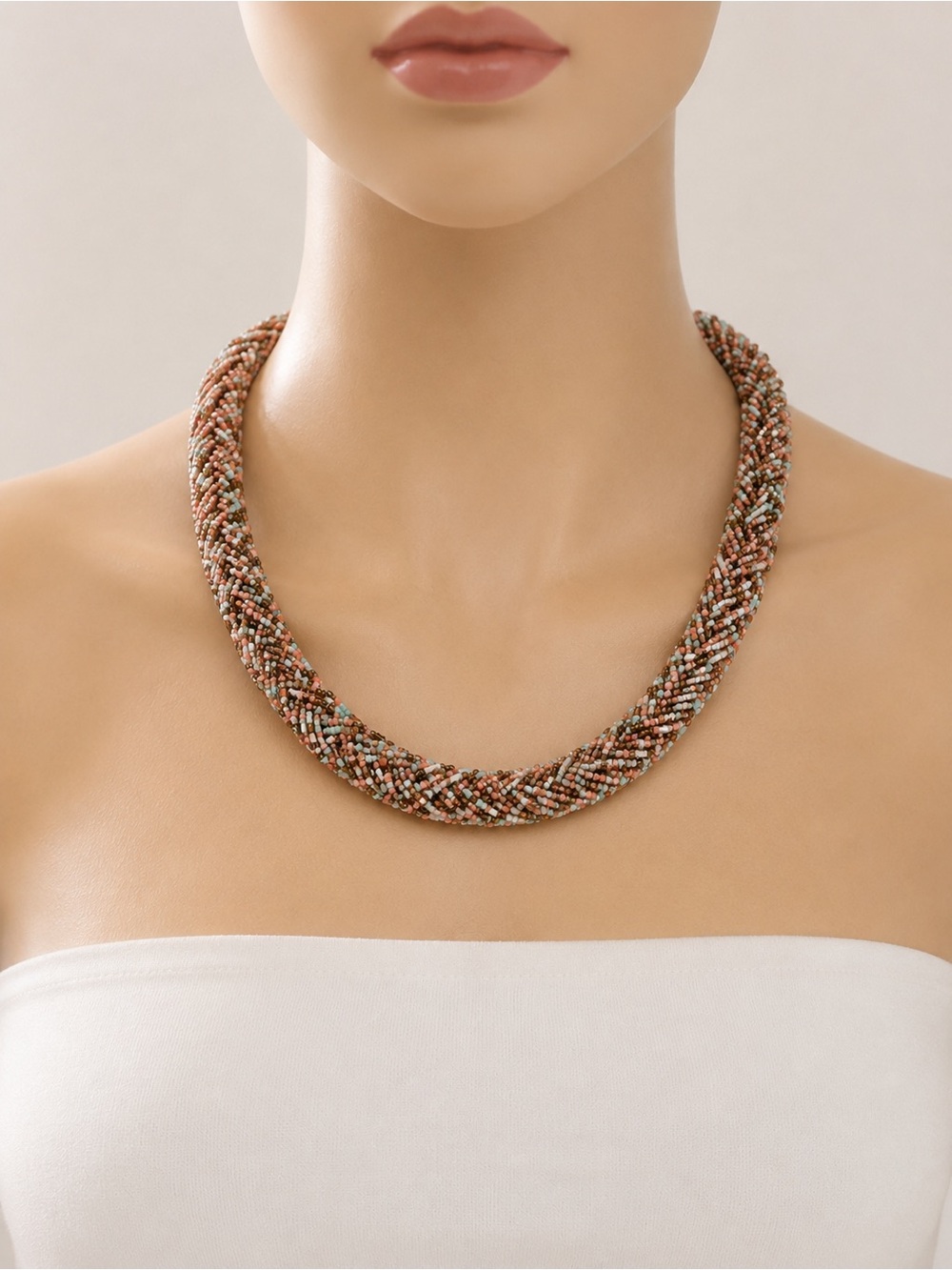 Y2K Boho Multi-Color Seed Bead Twist Statement Necklace - Women Costume Jewelry
